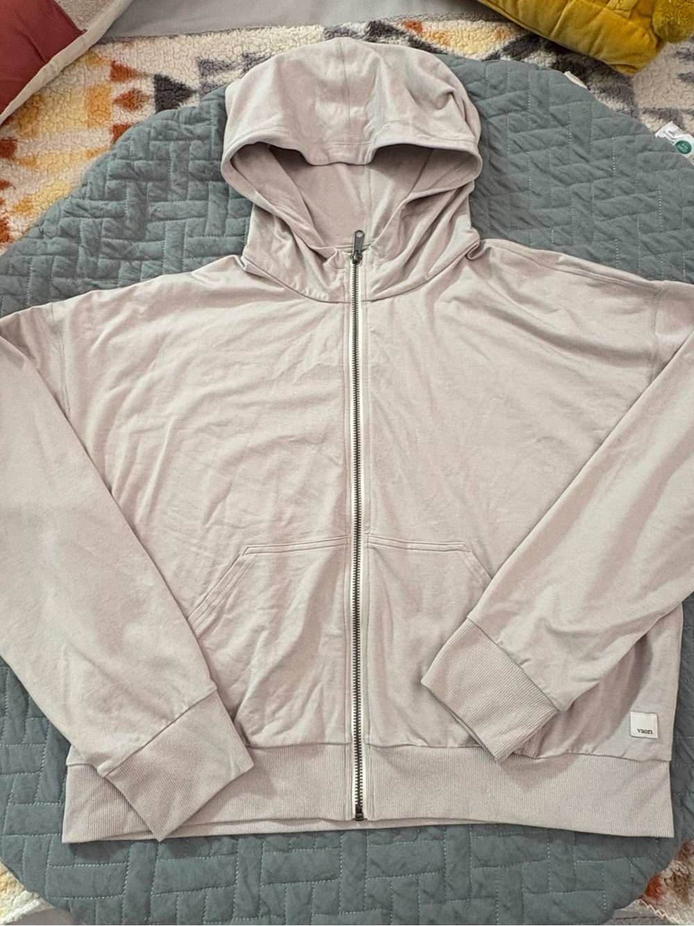 Vuori Minimalist Full-Zip Hoodie Beige Light Taupe | Size L